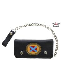 Leather Chain Wallet with Confederate Flag