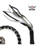 Black And Silver Hand-Braided Leather Get back Whips - 2" Thick/42" Length