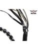 3" Thick Hand-Braided Leather Get Back Whip - Black/Silver