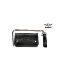 Leather Wallet With Embossed Eagle & Flames