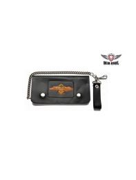 Leather Wallet With Motorcycle & Wings