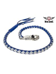 Blue and Silver Hand-Braided Leather Get Back Whip