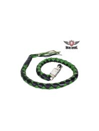 42" X 3" Hand-braided Naked Cowhidwe Leather Get Back Whip - Black/Green