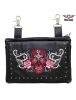 Red & White Sugar Skull Naked Cowhide Leather Gun Holster Belt Bag with Studs