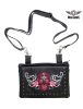 Red & White Sugar Skull Naked Cowhide Leather Gun Holster Belt Bag with Studs