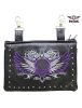 Naked Cowhide Leather Purple Skull Gun Holster Belt Bag with Studs
