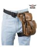 Premier Brown Leather Multi Pocket Thigh Bags with Gun Pocket