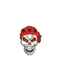 Skull with Red Bandana and Black Iron Cross Patch