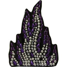 Rhinestone Helmet Patch - Purple Flame