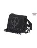 Women's Genuine Black Suede Pocketbook with Peace Sign