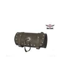 Studded Brown Leather Motorcycle Tool Bag