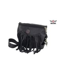 Women's Black Leather Shotgun Shell Bag