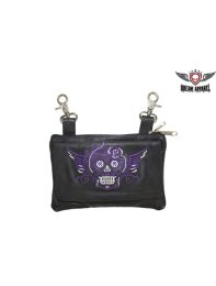Purple Naked Cowhide Leather Sugar Skull Belt Bag