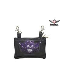 Purple Naked Cowhide Leather Sugar Skull Belt Bag