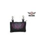 All Naked Cowhide Leather Belt Bag with Hot Pink Skull and Wings