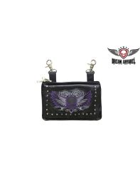 Studded Naked Cowhide Leather Purple Skull Belt Bag