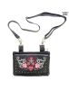 Studded Red & White Sugar Skull Naked Cowhide Leather Belt Bag