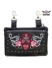 Studded Red & White Sugar Skull Naked Cowhide Leather Belt Bag