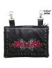 Studded Naked Cowhide Leather Gun Holster Belt Bag with Red & Silver Butterfly