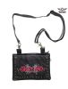 Studded Naked Cowhide Leather Gun Holster Belt Bag with Red & Silver Butterfly