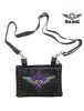 Studded Naked Cowhide Leather Gun Holster Belt Bag with Purple & Silver Heart