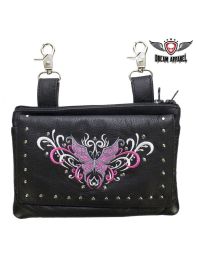 All Naked Cowhide Leather Pink Butterfly Belt Bag