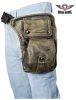 Distressed Brown Leather Multi Pocket Thigh Bags with Gun Pocket