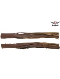 Light Brown Leather Motorcycle Handlebar Covers with Fringe