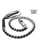 Black and Silver Hand-Braided Leather Get Back Whip