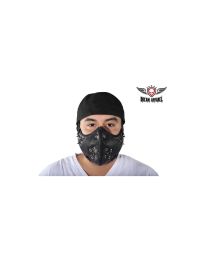 Black Leather Biker Face Mask With Spikes