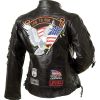 Diamond Plate Ladies Rock Design Genuine Buffalo Leather Motorcycle Jacket