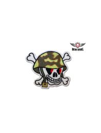 Skull With Red Eyes & Army Color Helmet