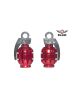 Two Metallic Red Grenades Tire Valve Stem Caps