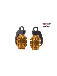 Two Gold Grenades Tire Valve Stem Caps