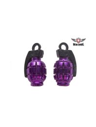 Two Metallic Purple Grenades  Tire Valve Stem Caps